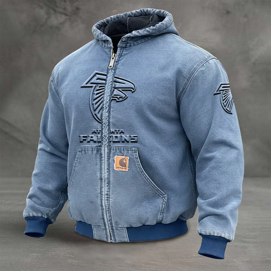 ATL x NFL Retro Hooded Sweatshirt Jacket Casual Workwear Denim Jacket DATND TANTD