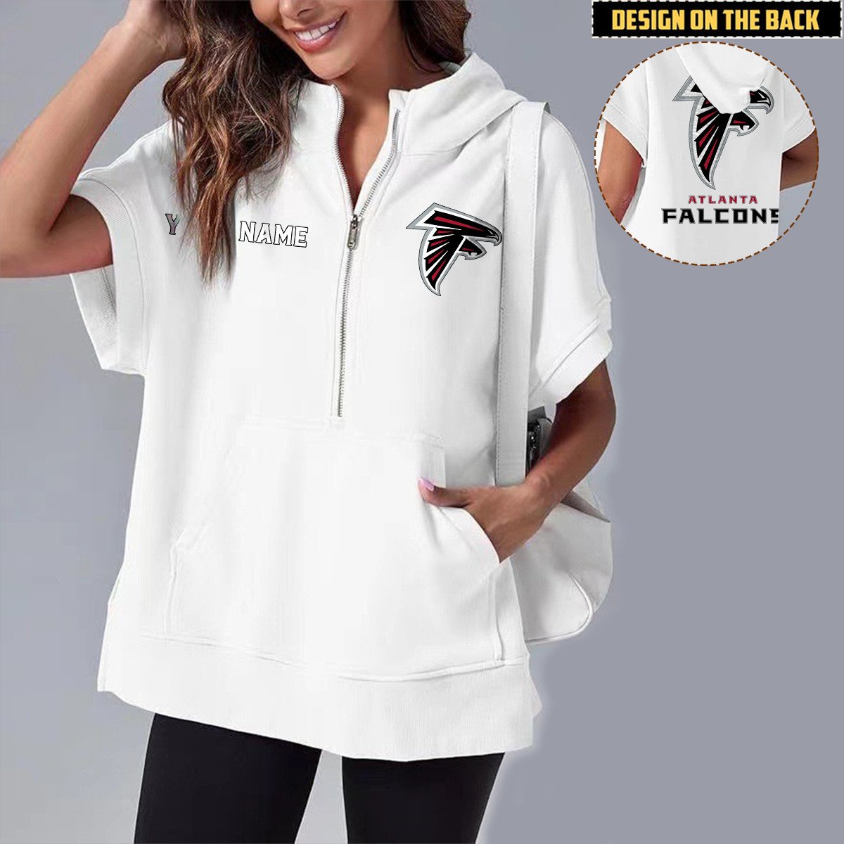 ATL x NFL Short Sleeve Zip Hoodie DATND TANTD