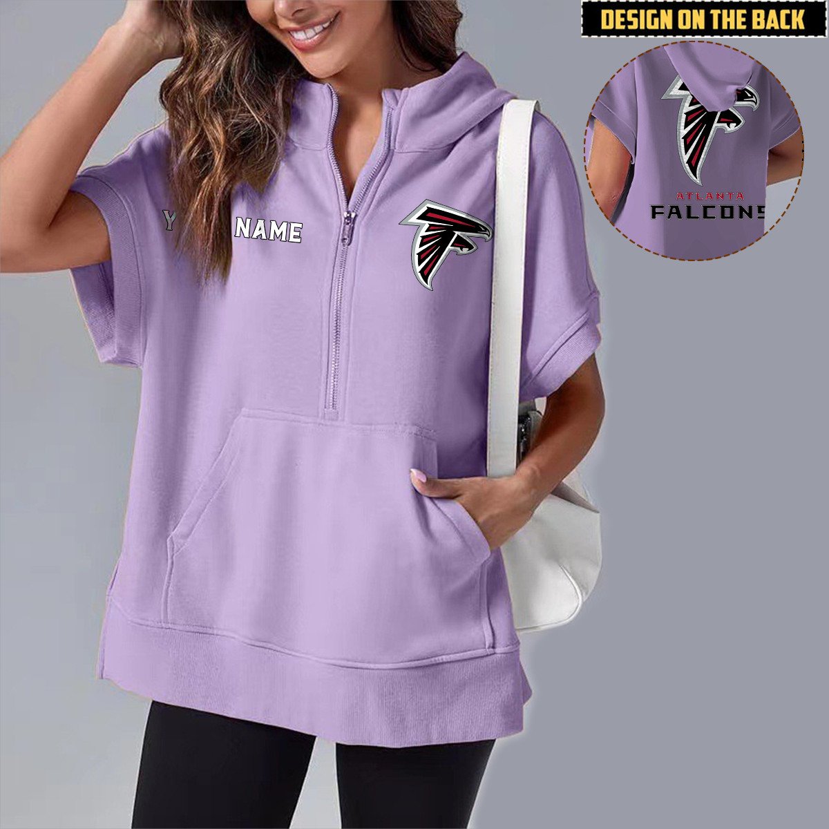 ATL x NFL Short Sleeve Zip Hoodie DATND TANTD