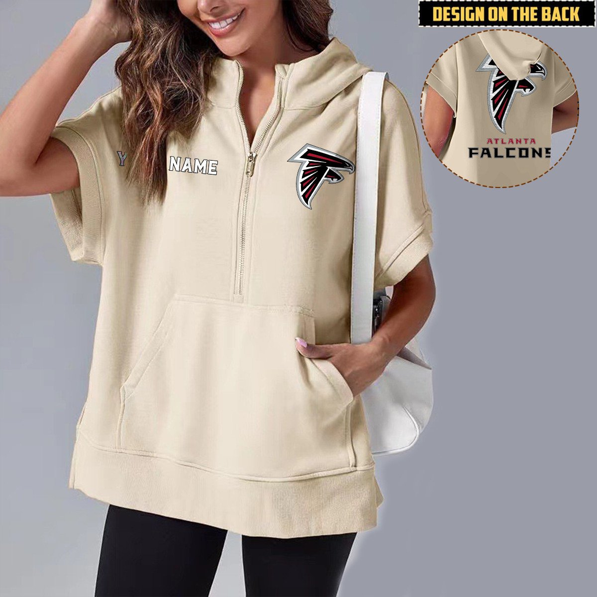 ATL x NFL Short Sleeve Zip Hoodie DATND TANTD