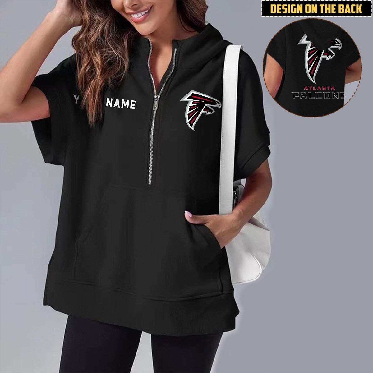ATL x NFL Short Sleeve Zip Hoodie DATND TANTD