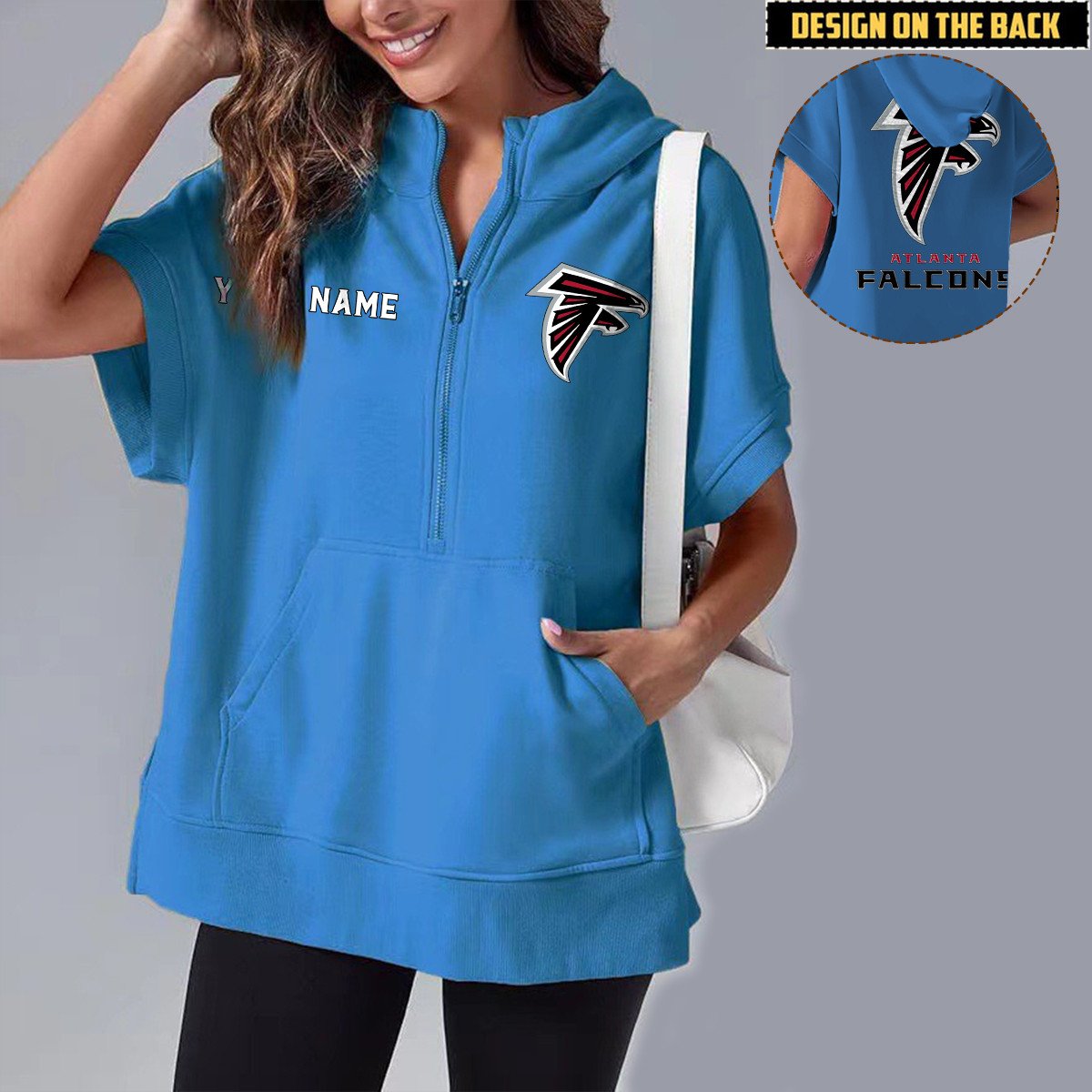 ATL x NFL Short Sleeve Zip Hoodie DATND TANTD