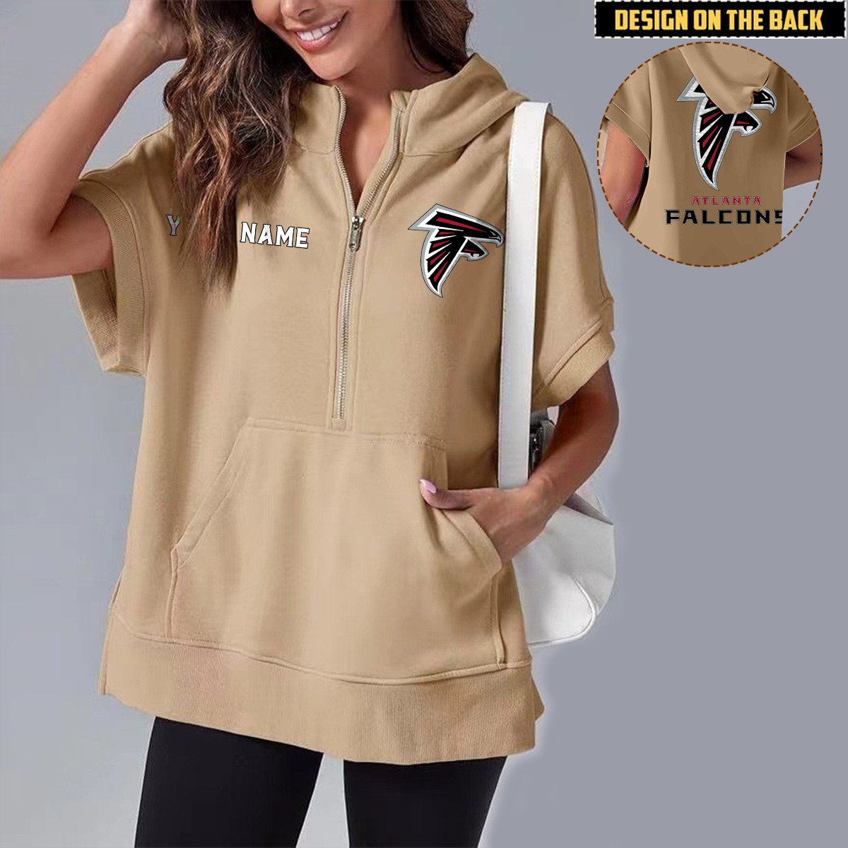 ATL x NFL Short Sleeve Zip Hoodie DATND TANTD