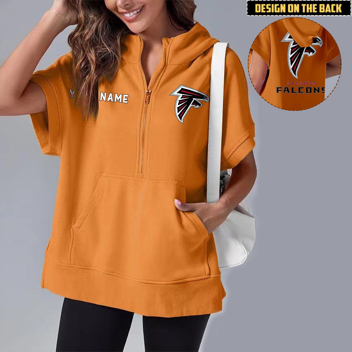ATL x NFL Short Sleeve Zip Hoodie DATND TANTD