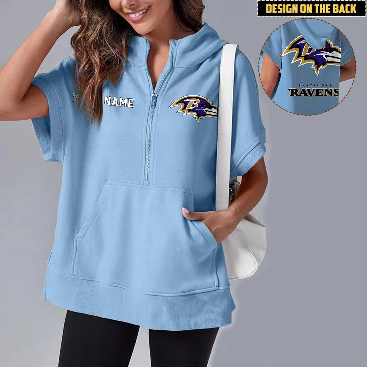 BAL x NFL Short Sleeve Zip Hoodie DATND TANTD