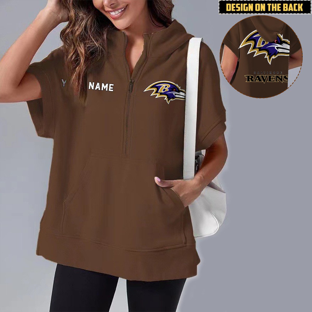 BAL x NFL Short Sleeve Zip Hoodie DATND TANTD