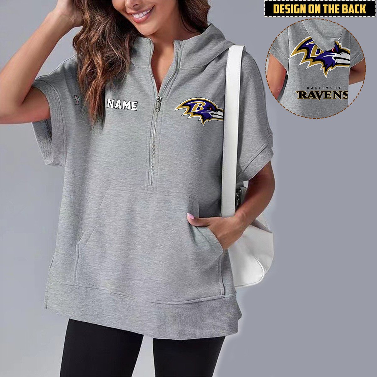 BAL x NFL Short Sleeve Zip Hoodie DATND TANTD