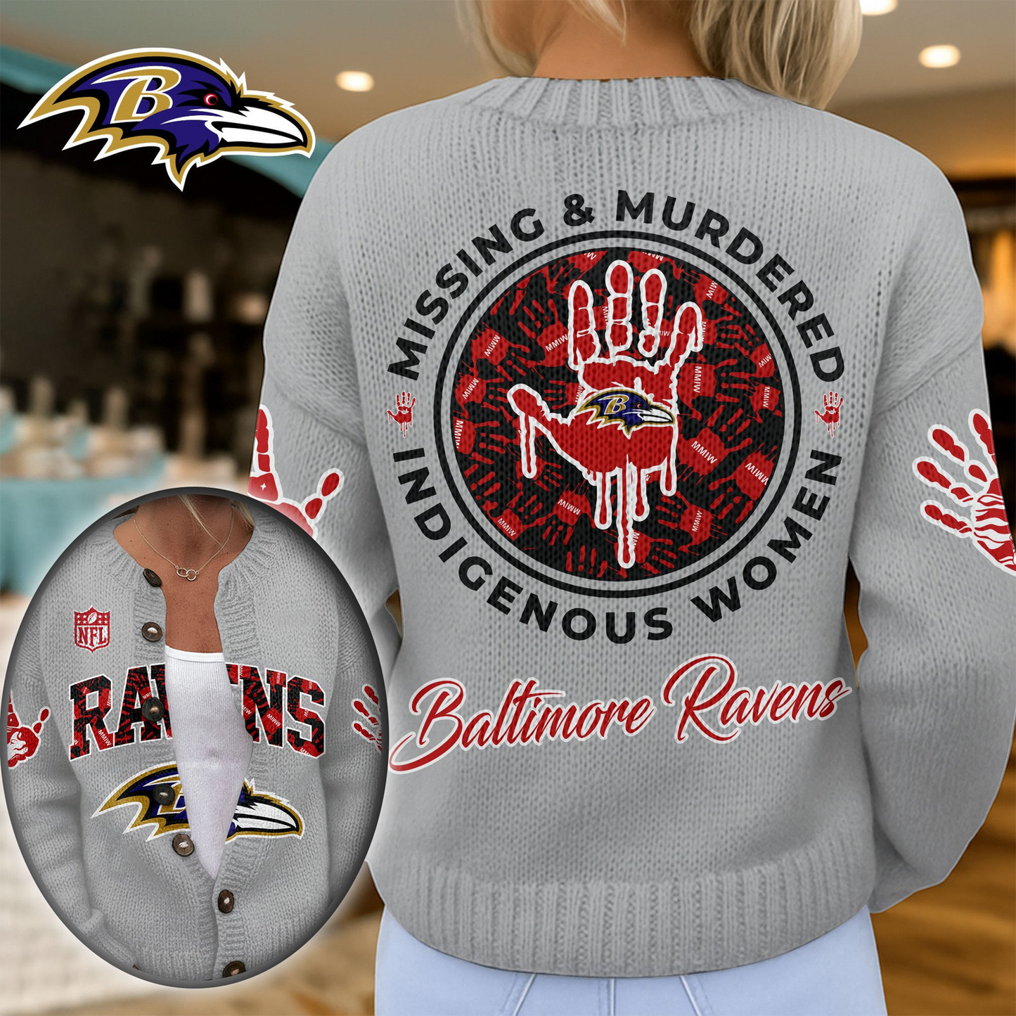 BR Premium NFL Cozy Knit Cardigan DDT NTL