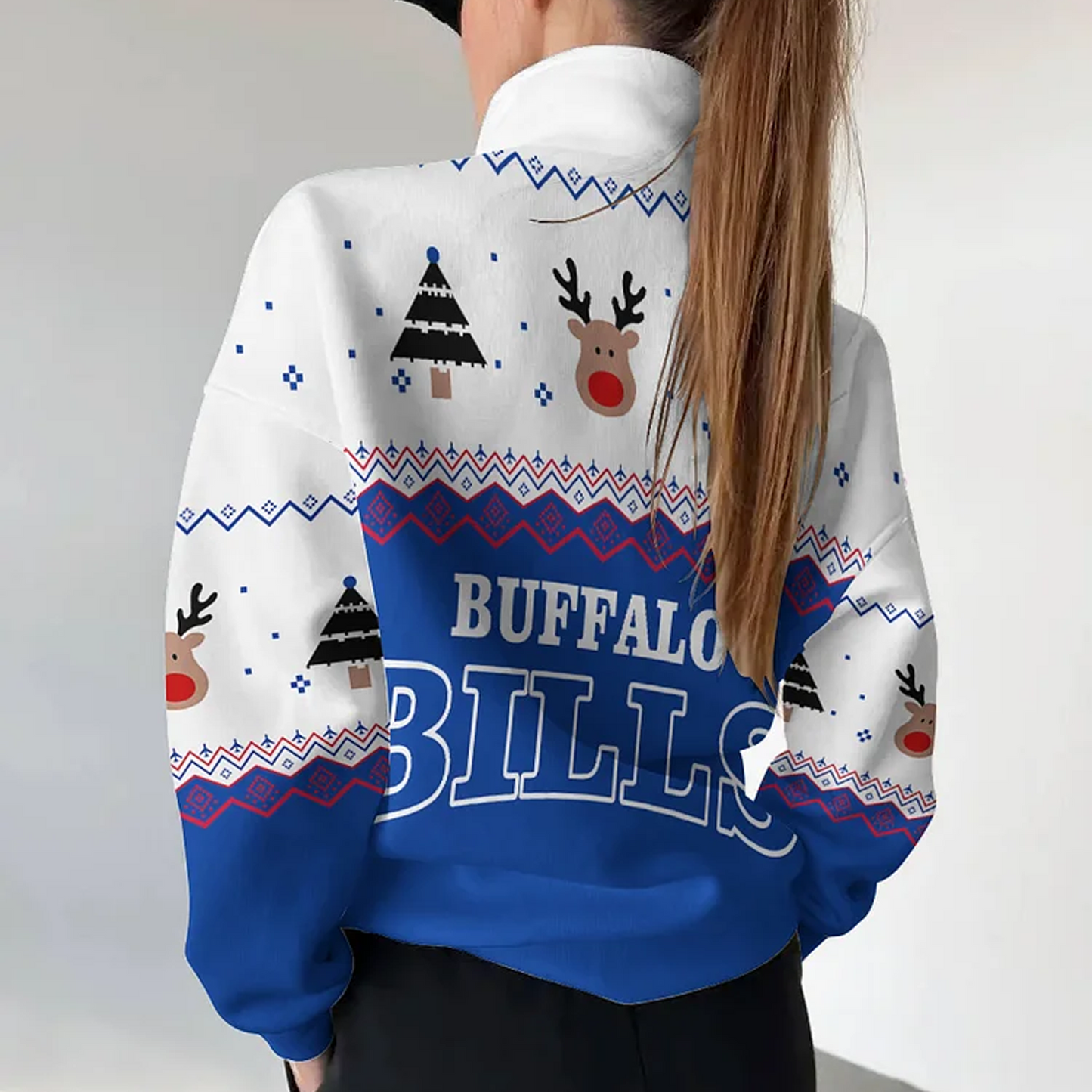 BUF X NFL Women's Outdoor Casual Stand Collar Long Sleeve Pullover DATND THUONGNH