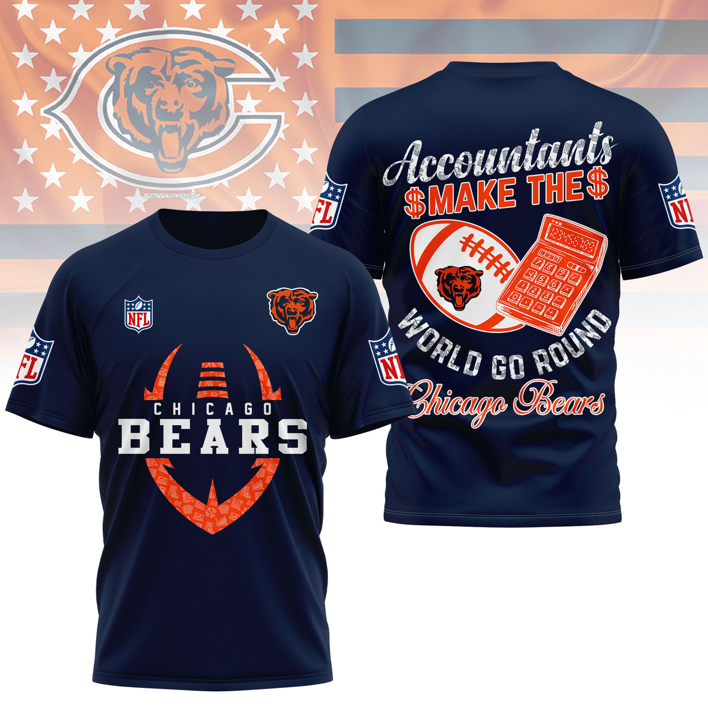 CHI Premium NFL Accountant Pride Fan 3D Shirt DDT CTND