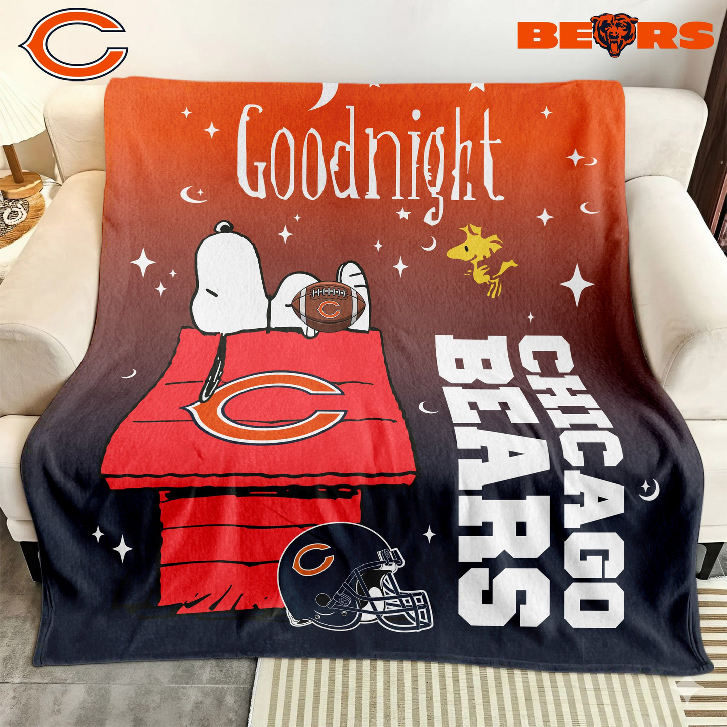 CHI Premium NFL Snoopy Fan Blanket DDT NTL