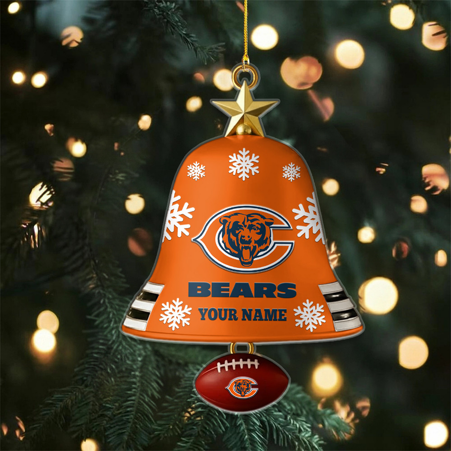 CHI x NFL Christmas Bell Ornament Custom Any Name DatND DVT