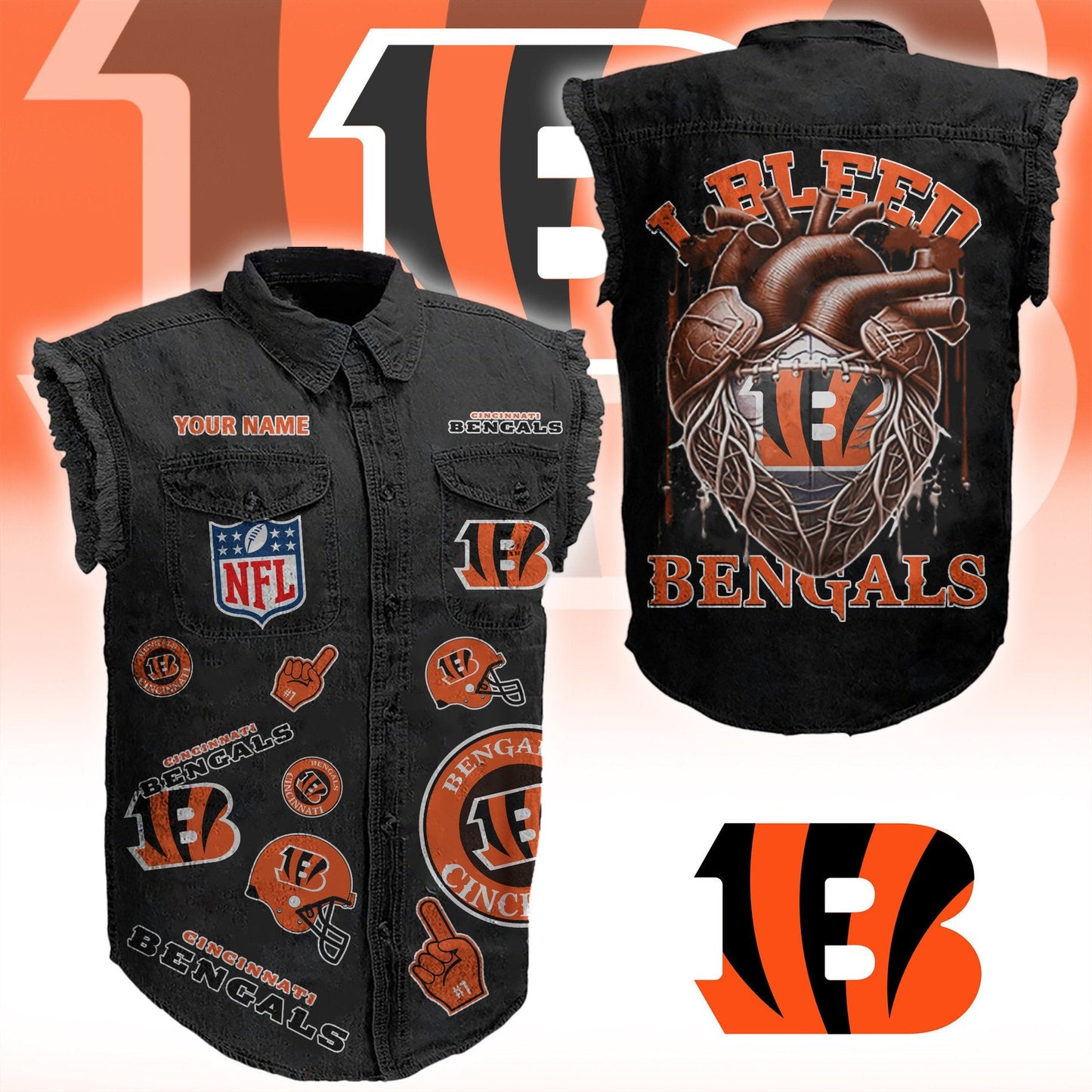 CIN NFL Personalize Sleeveless Denim Jacket For Fan DDT CTND