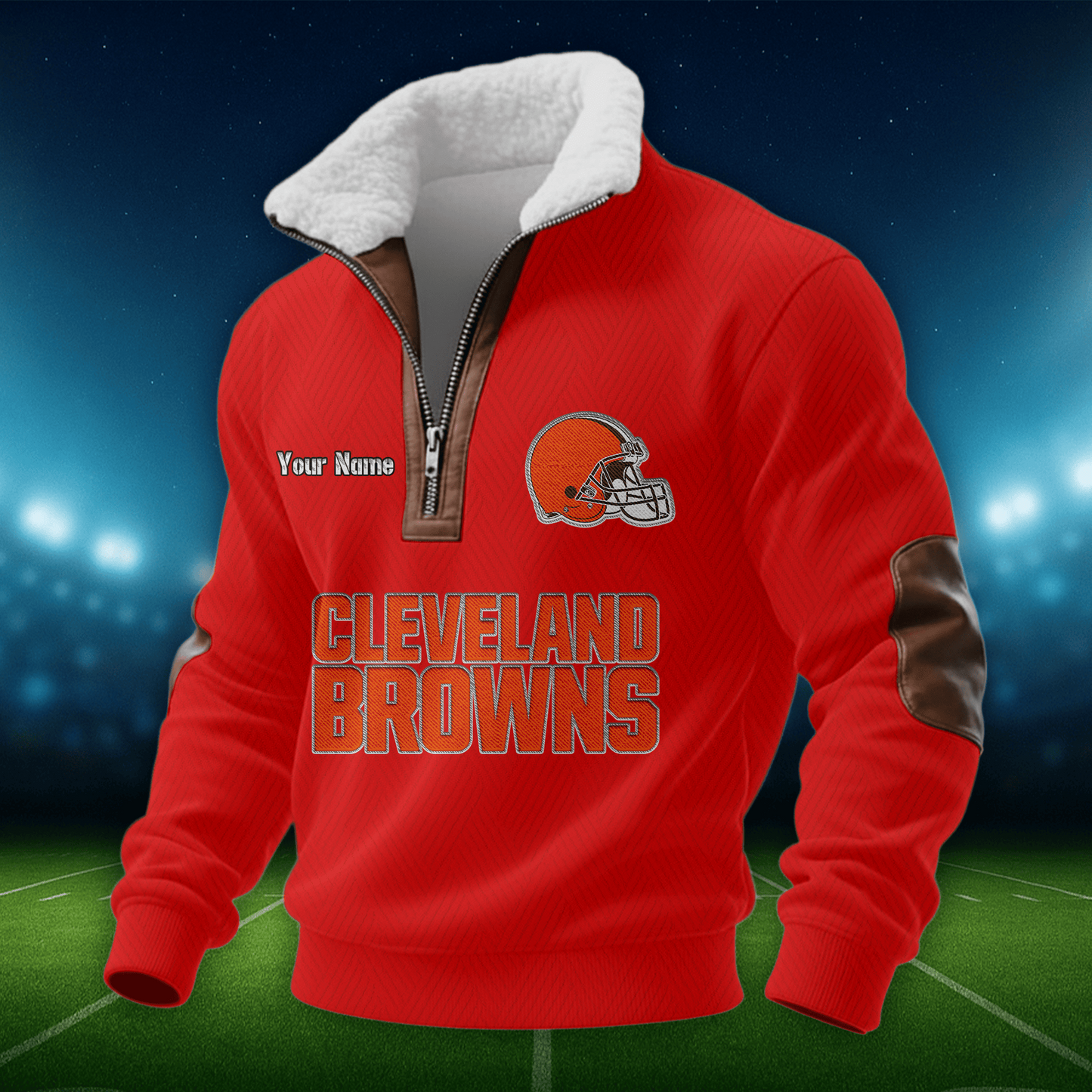 CLE NFL Men Fur Collar Sweatshirt DDT CTND