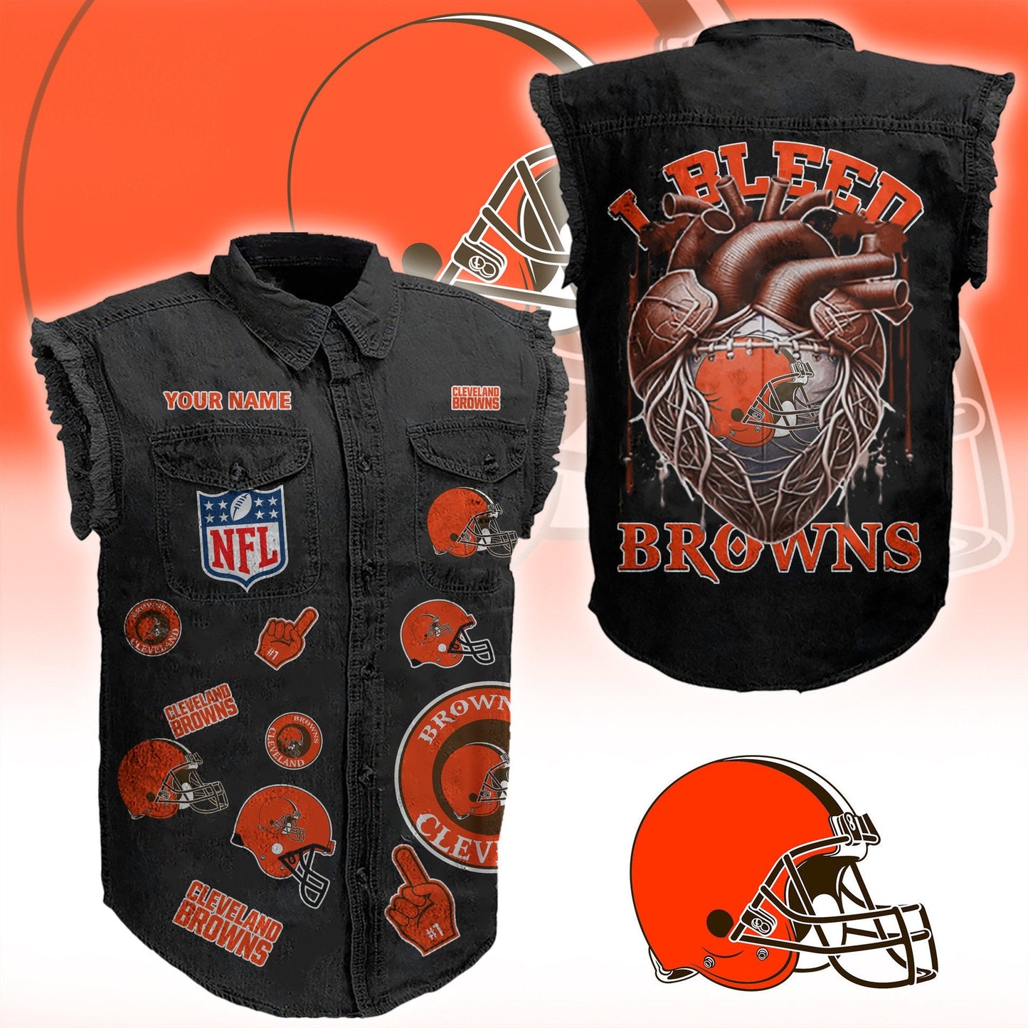 CLE NFL Personalize Sleeveless Denim Jacket For Fan DDT CTND