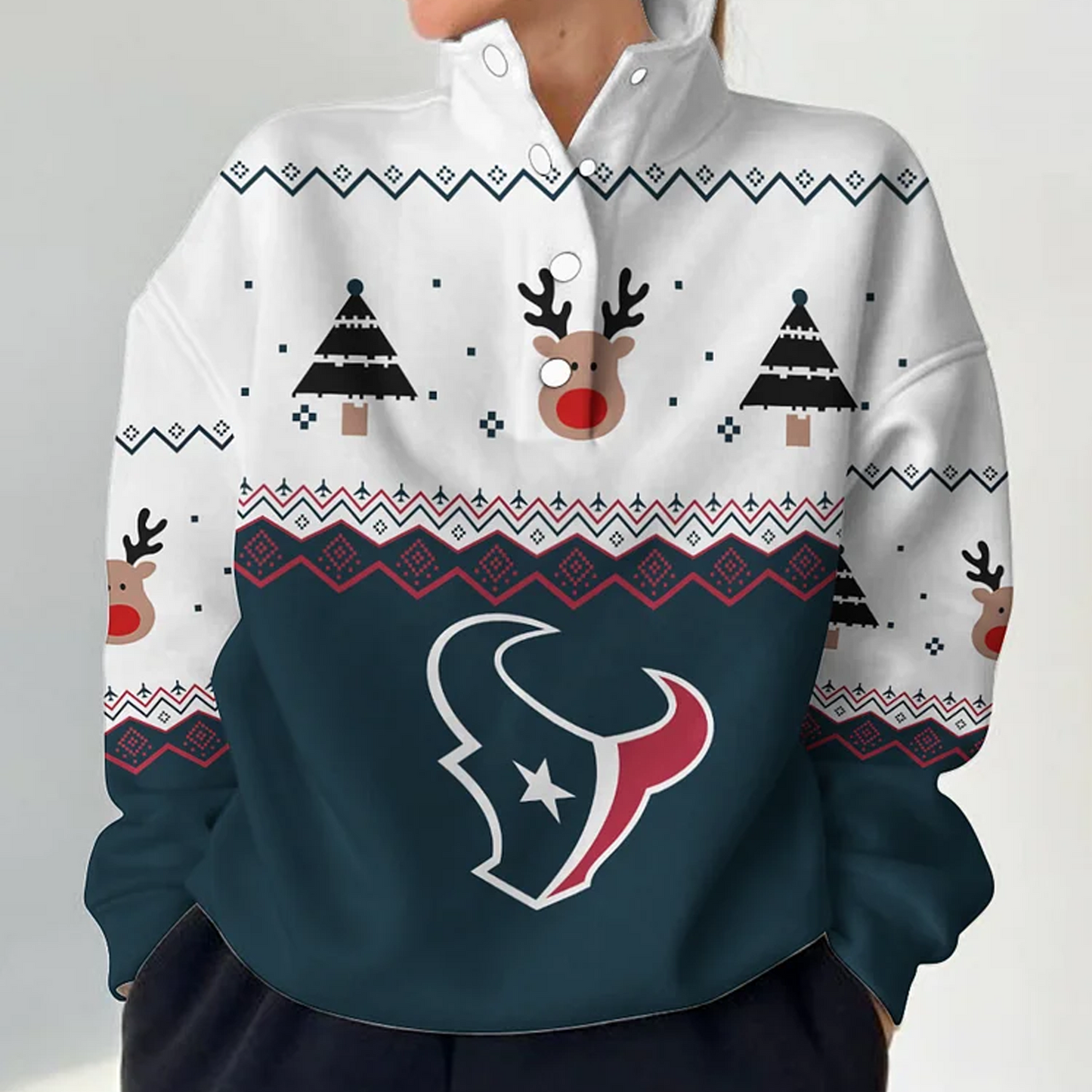 HOU X NFL Women's Outdoor Casual Stand Collar Long Sleeve Pullover DATND THUONGNH