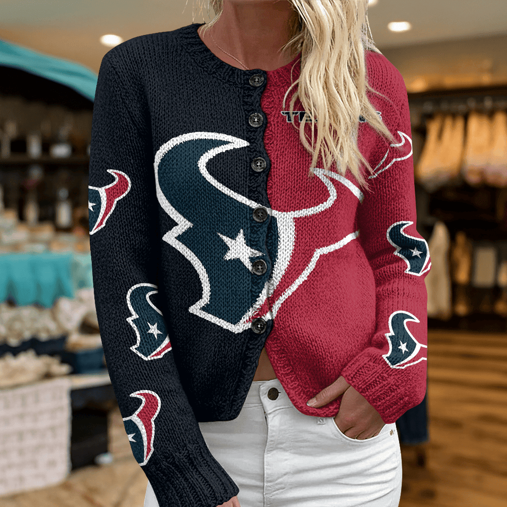 HOU x NFL Cardigan Sweatshirt With Button v1 DatND DVT