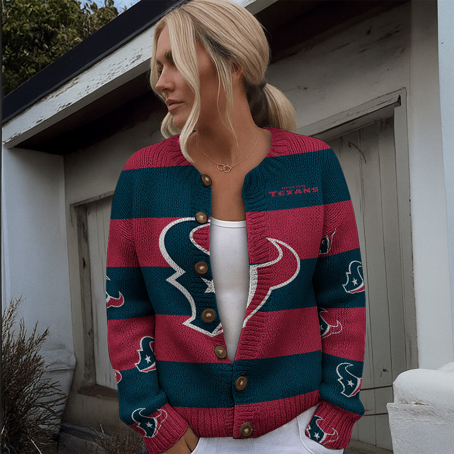 HOU x NFL Women's Cardigan Sweater DATND TANTD