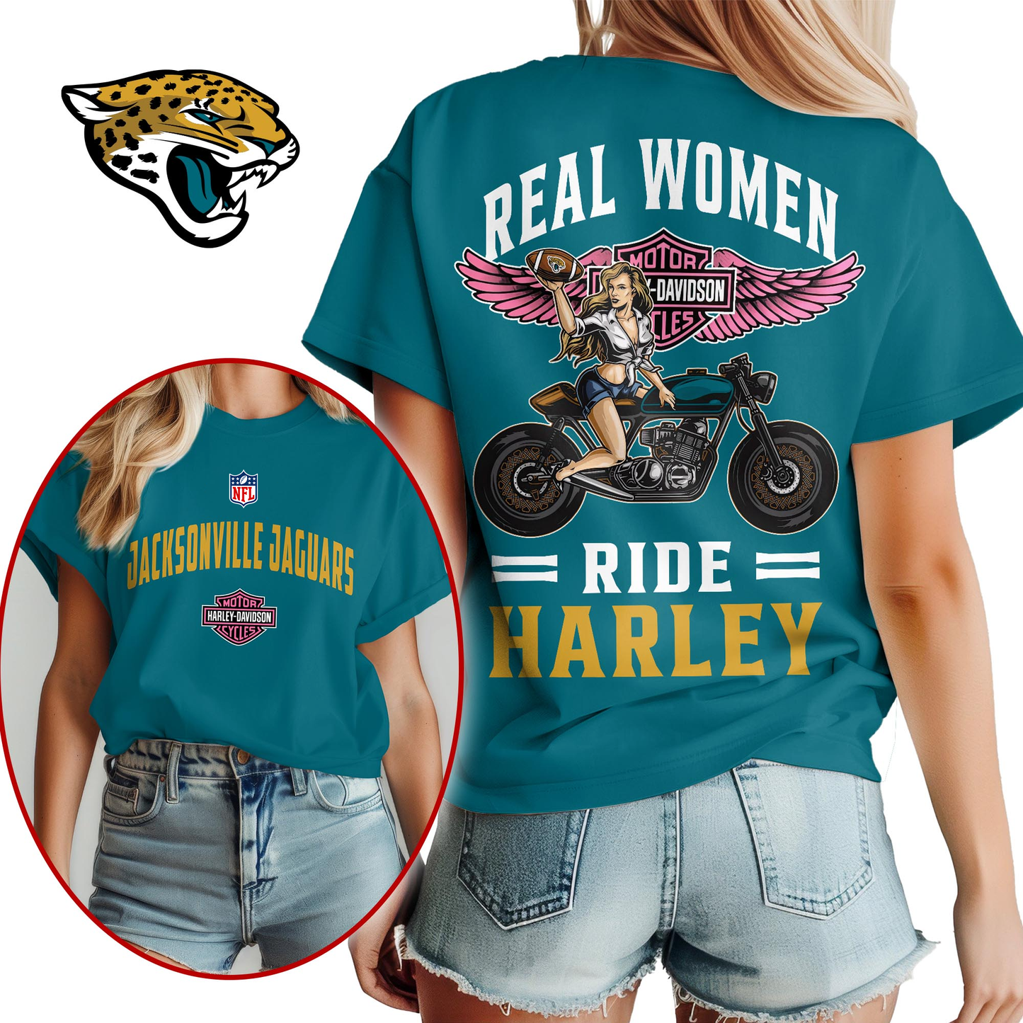 JJ Premium NFL Real Women Ride Harley 3D Shirt DDT CTND