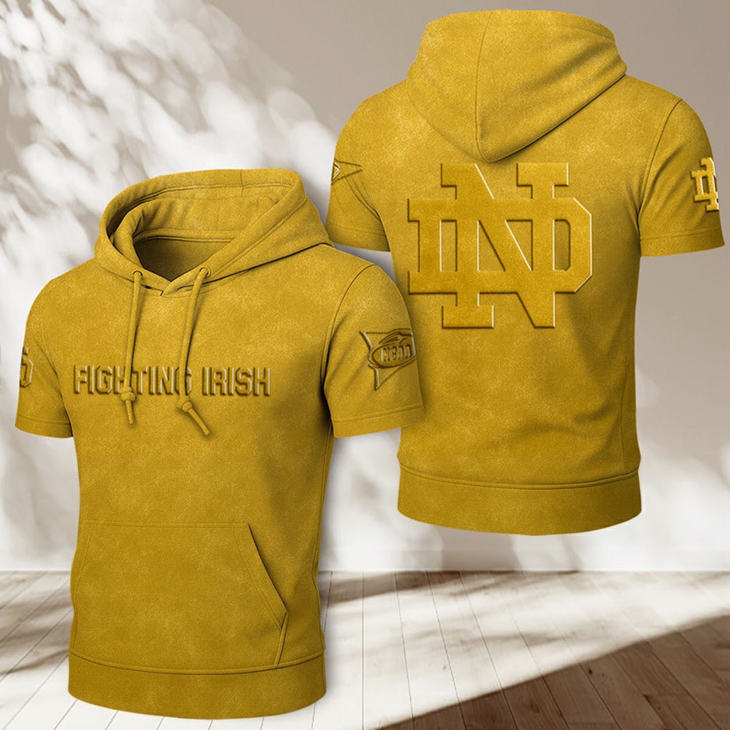 ND x NCAA Half Sleeve Hoodie T-Shirt DatND ThuongNH
