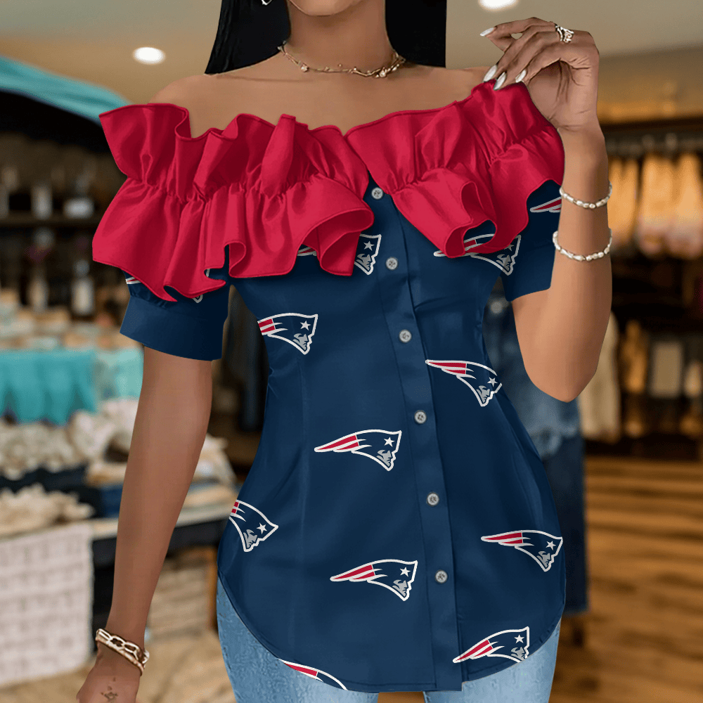 NEP Premium NFL Women Ruffle Off-Shoulder Blouse DDT CTND