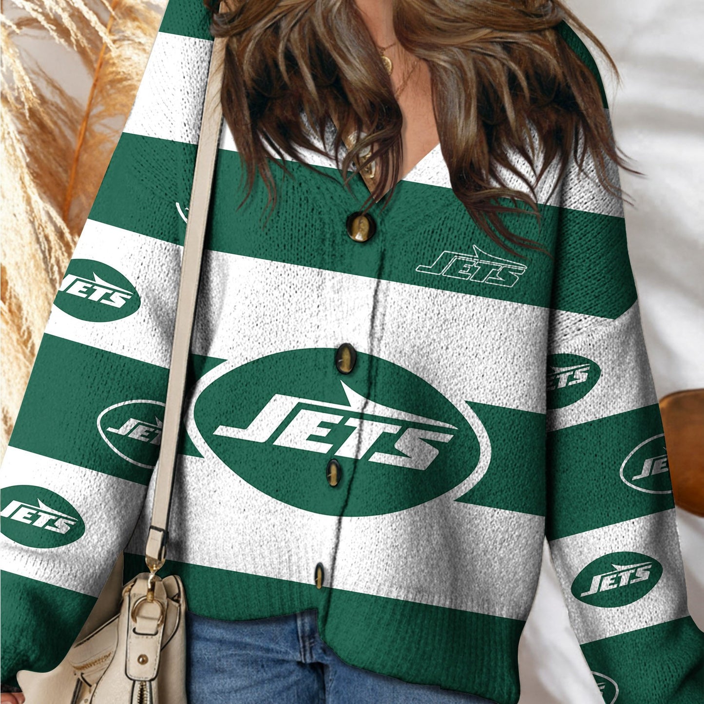 NYJ x NFL Cardigan Sweatshirt With Button  DatND DVT