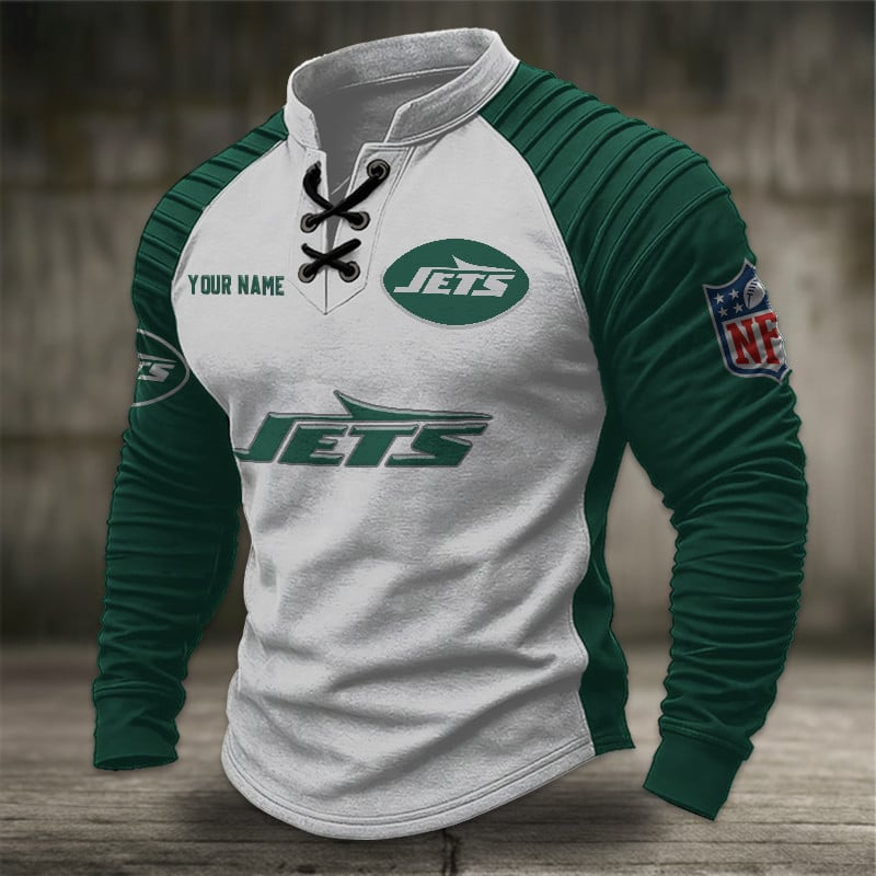 NYJ x NFL Men Stand Collar Long Sleeve Top DDT CTND