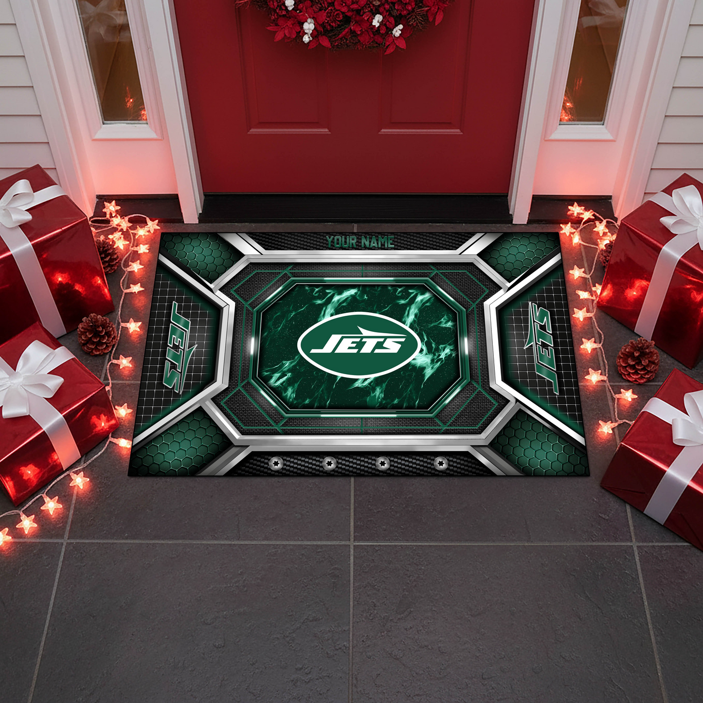 NYJ x NFL Personalized Sport Doormat, Gifts For Christmas DDT NTL