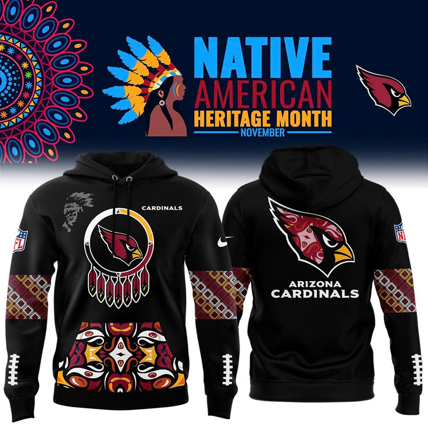 Native American Heritage Month Premium NFL X ARI Hoodie NDT NHM