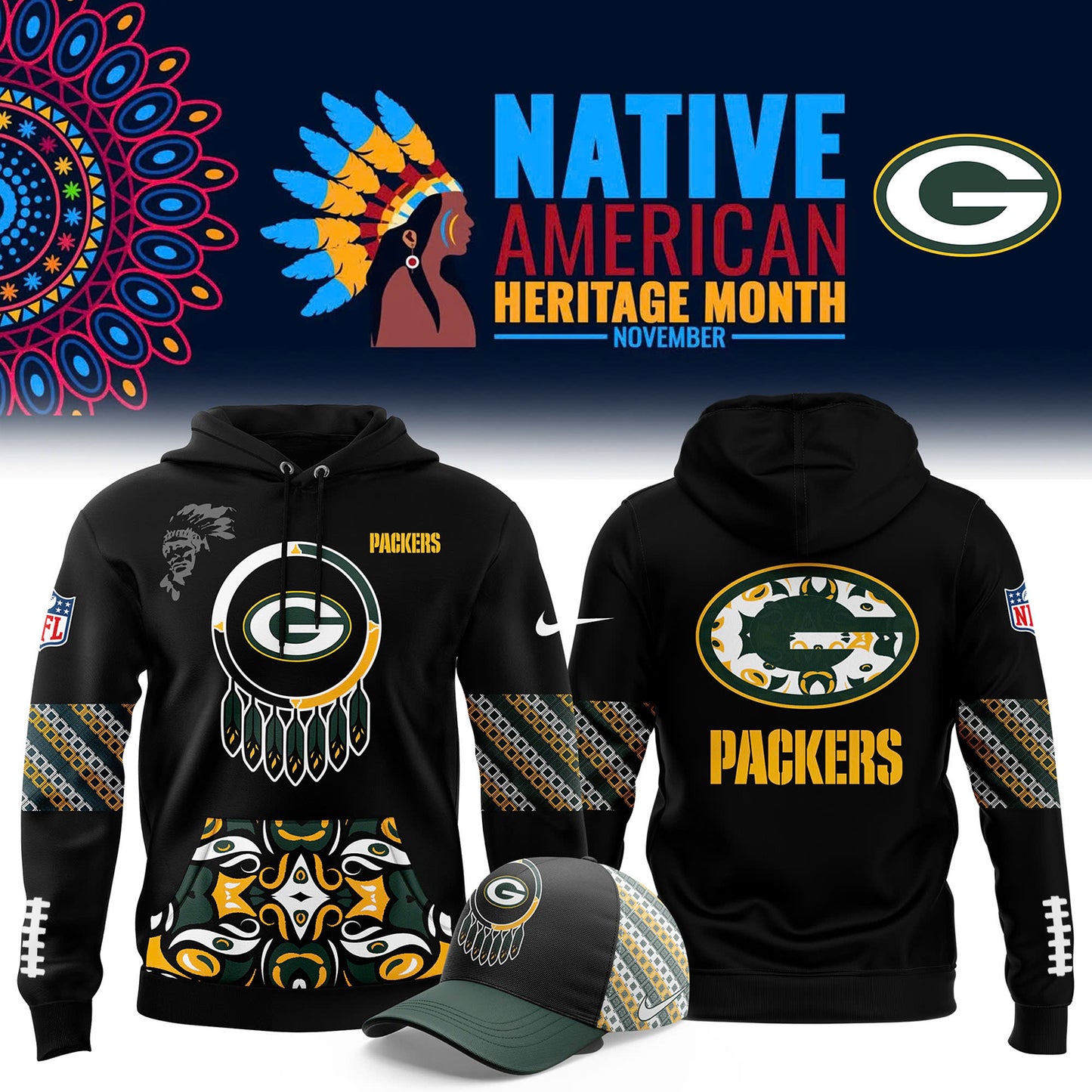 Native American Heritage Month Premium NFL X GB Hoodie NDT NHM