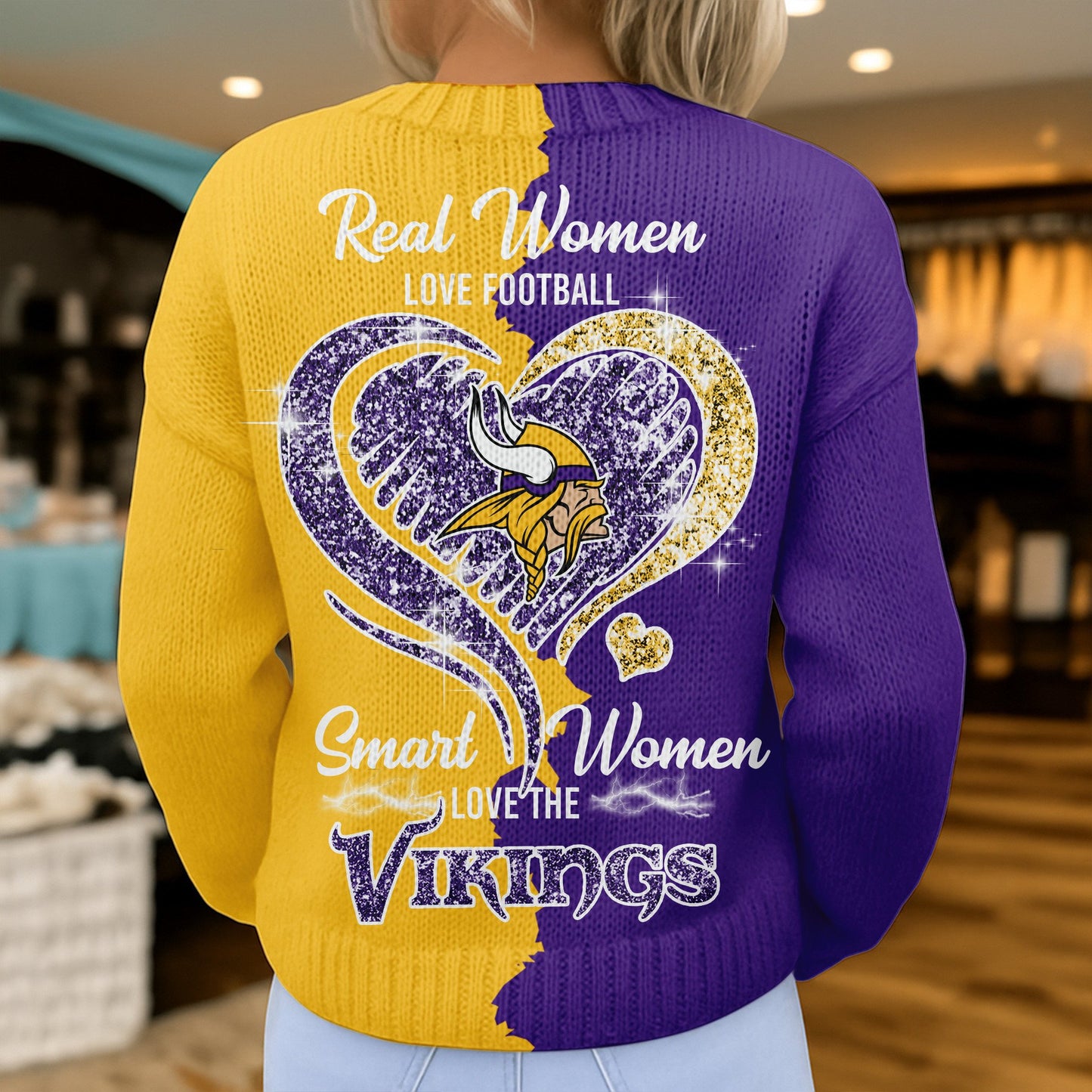 Premium NFL X MIN Smart Woman Love Football Cozy Split Knit Cardigan V2 NDT NHM