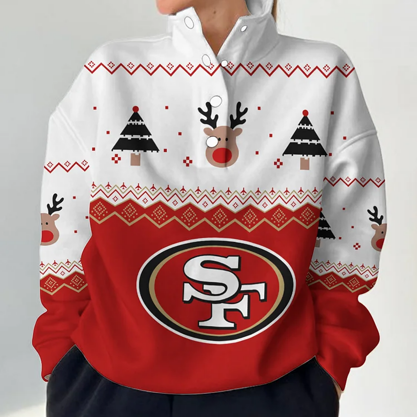 SF X NFL Women's Outdoor Casual Stand Collar Long Sleeve Pullover DATND THUONGNH