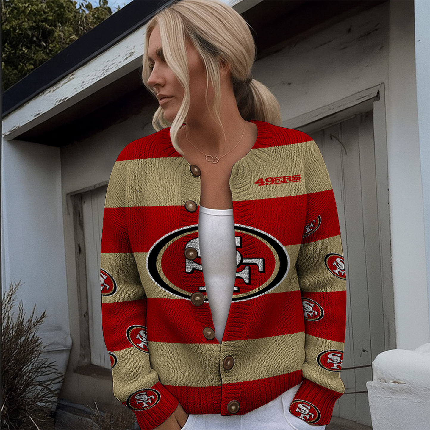 SF x NFL Women's Cardigan Sweater DATND TANTD