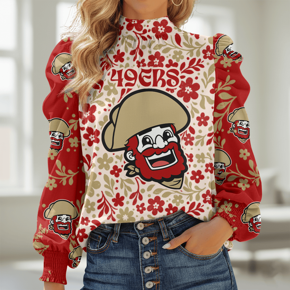 SF49 NFL Women Puff Sleeve Blouse DDT NTL