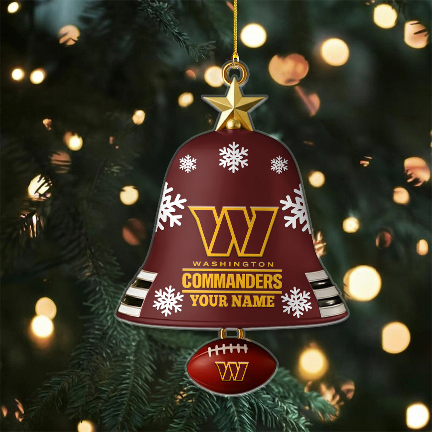 WAS x NFL Christmas Bell Ornament Custom Any Name DatND DVT