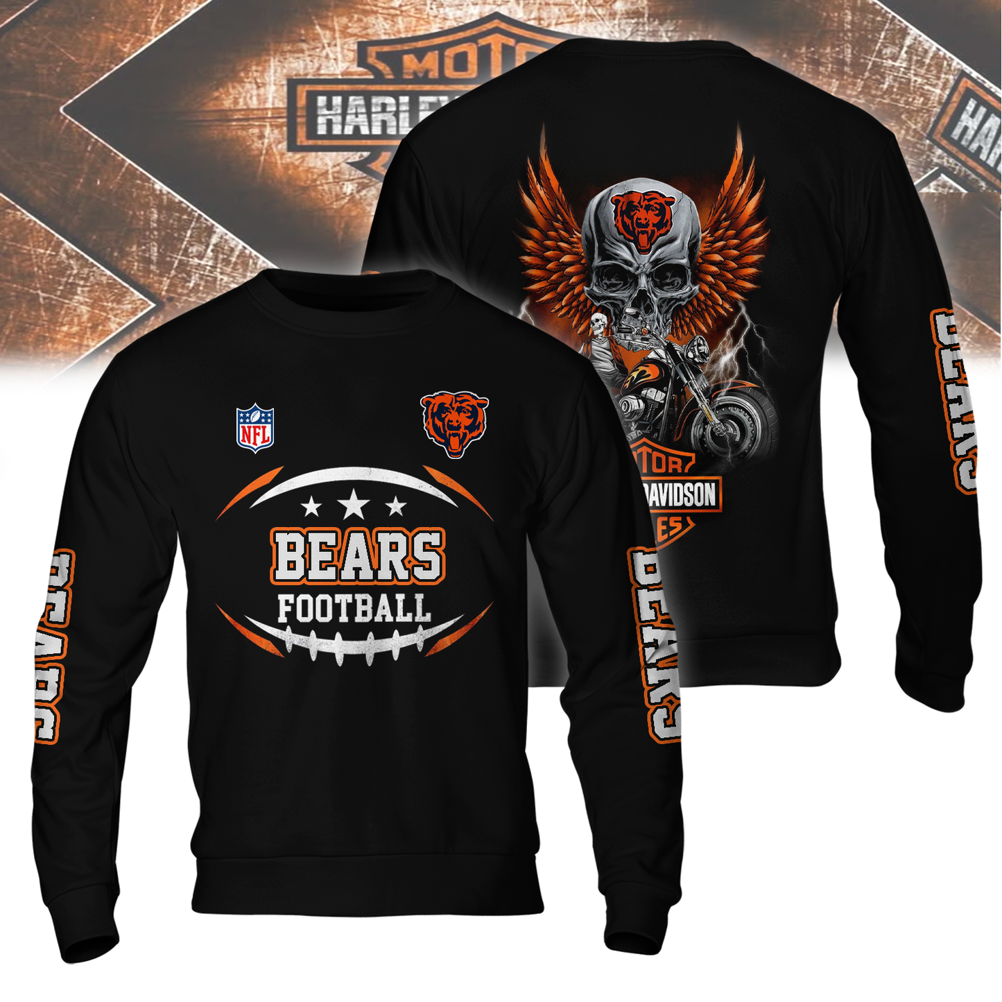 CHI Premium NFL Motorcycle 3D Shirt DDT CTND