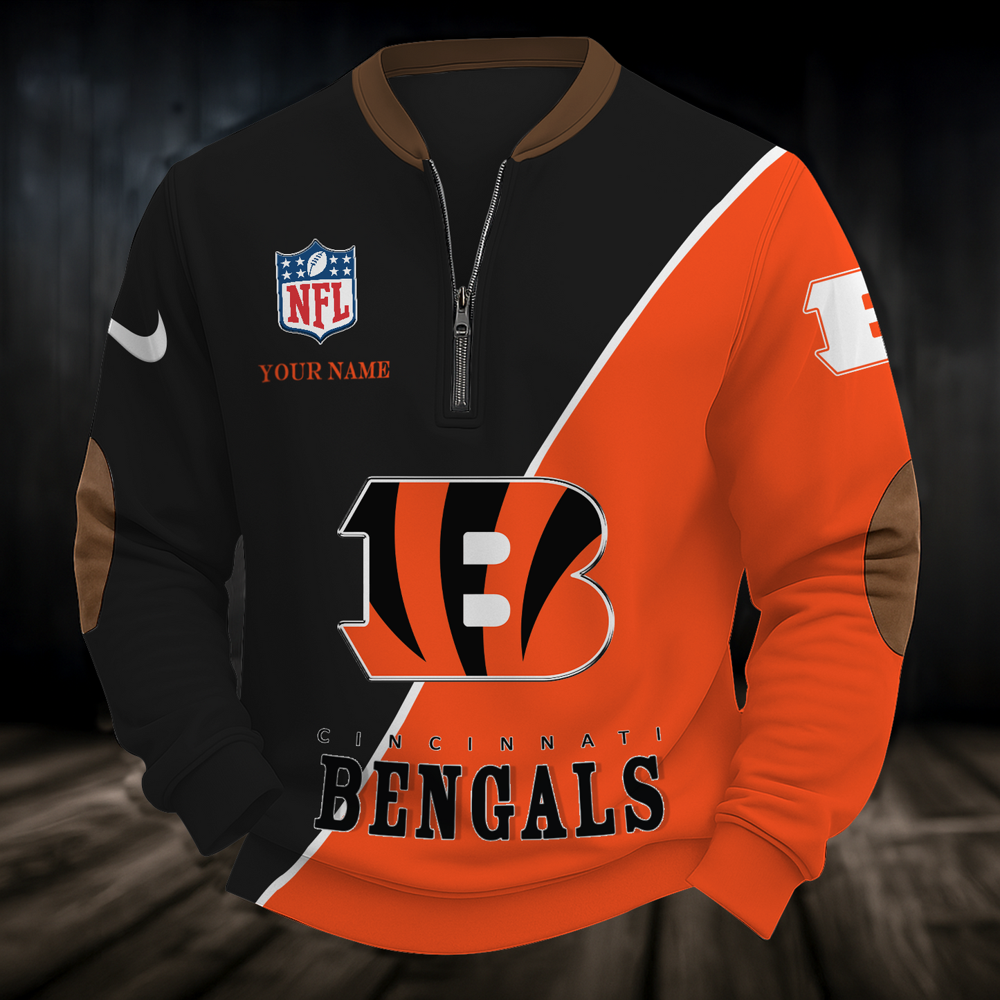 CIN x NFL Premium Personalized Game Day Quarter-Zip DatND ThuongNH