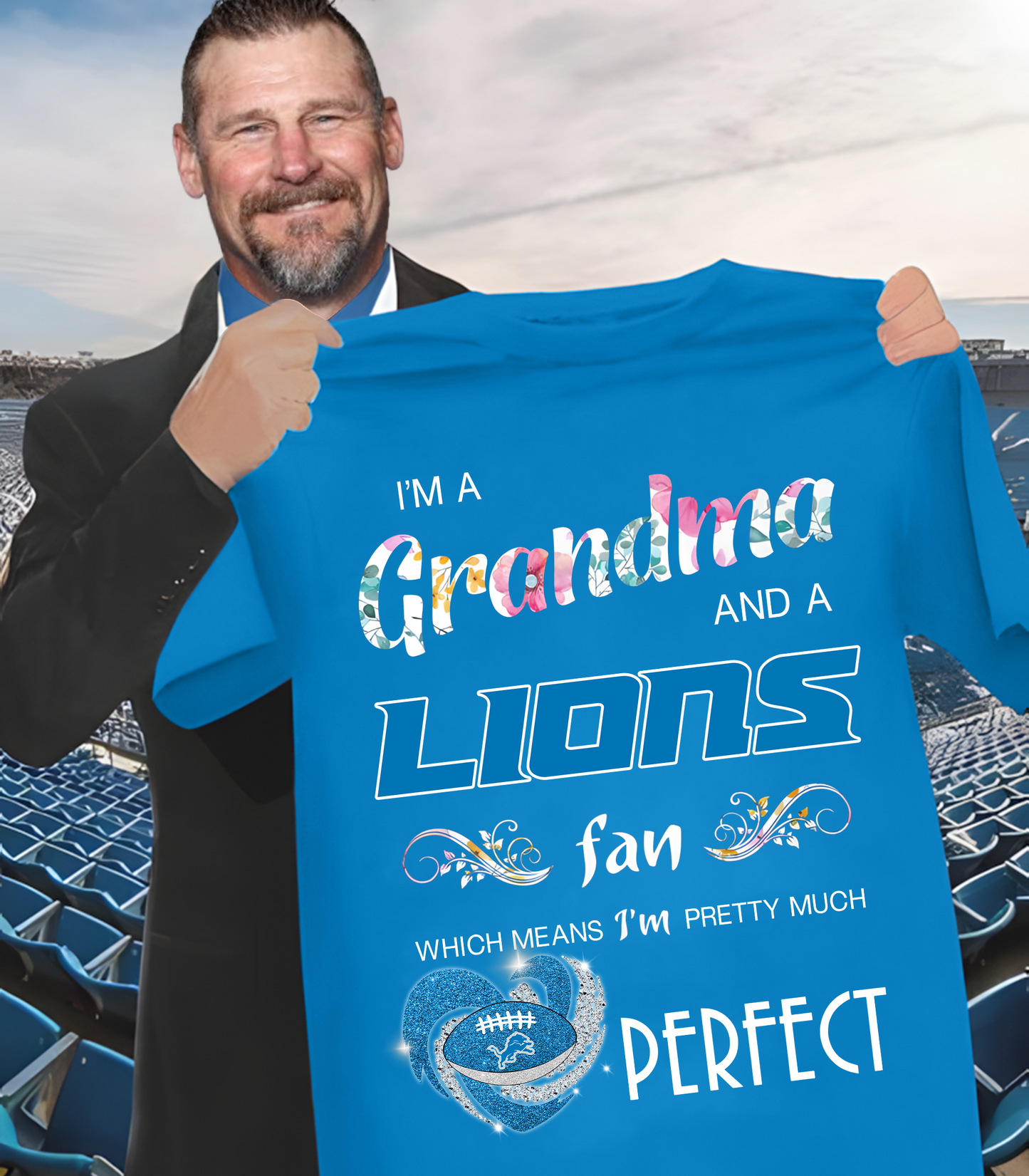 DET x NFL I'm A Grandma And A Fan Which Mean I'm Pretty Much Perfect 2D Shirt DatND ThuongNH