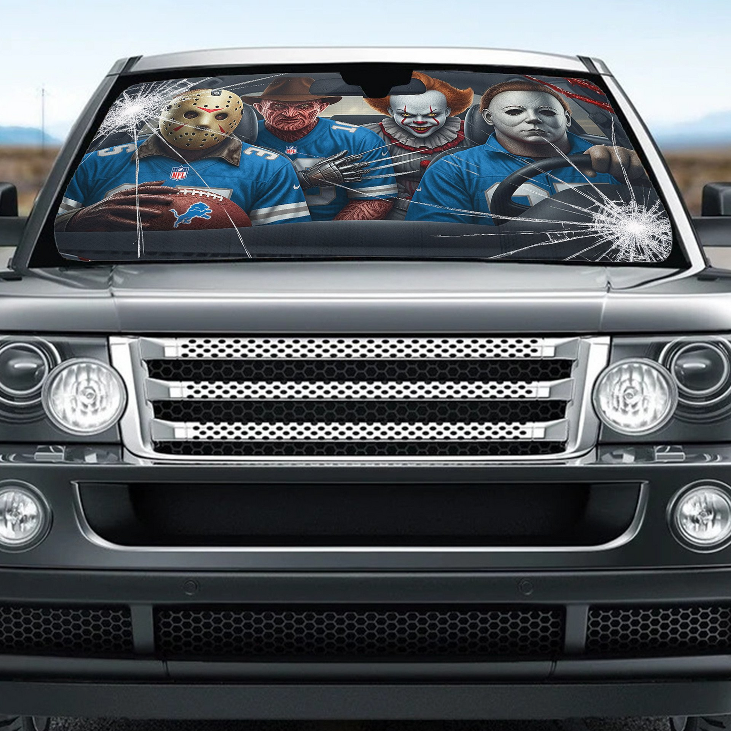 DL x NFL Horror Car Sunshade For Fan DDT CTND