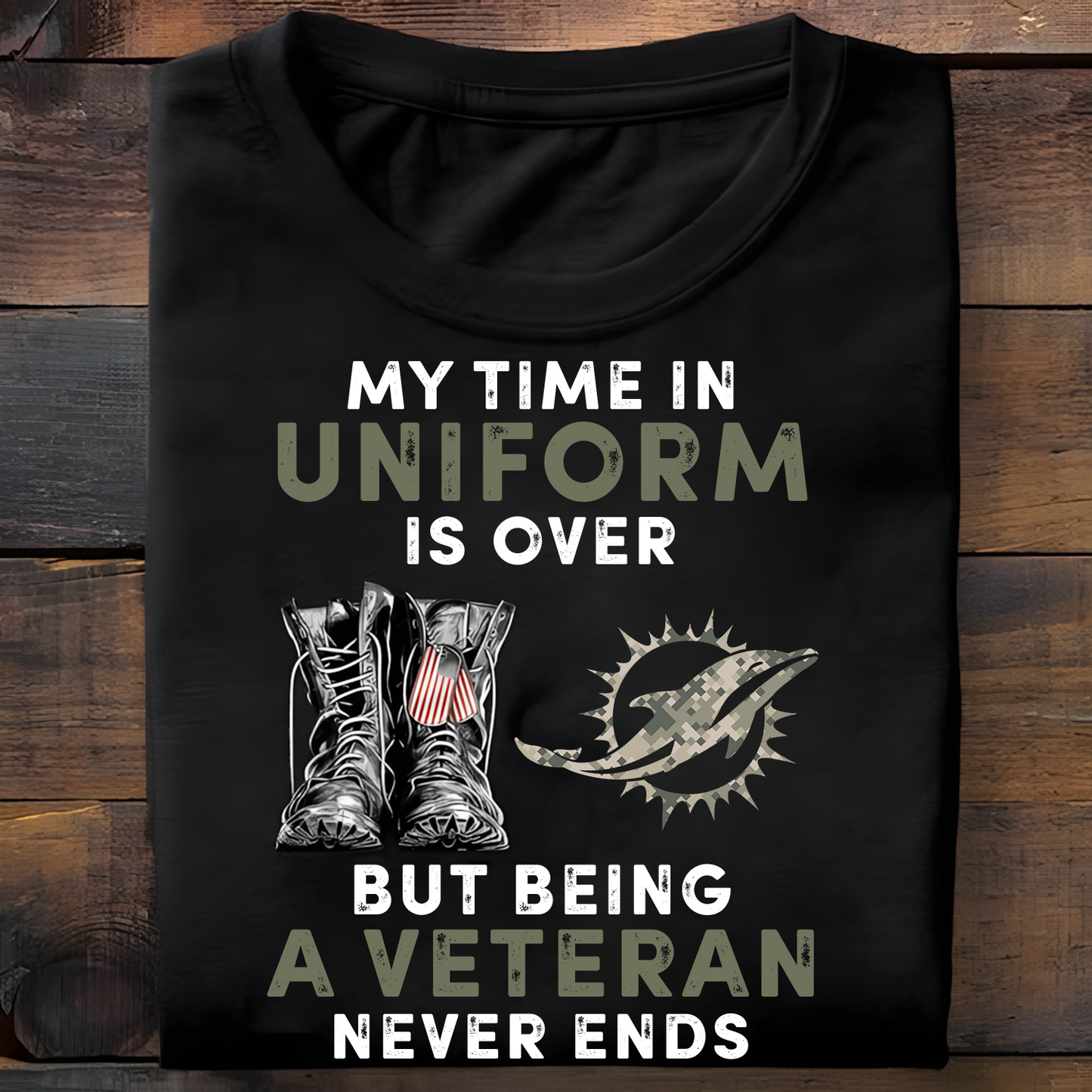 MIA x NFL My Time In Uniform Is Over But Being A Veteran Never Ends 2D Shirt DatND ThuongNH