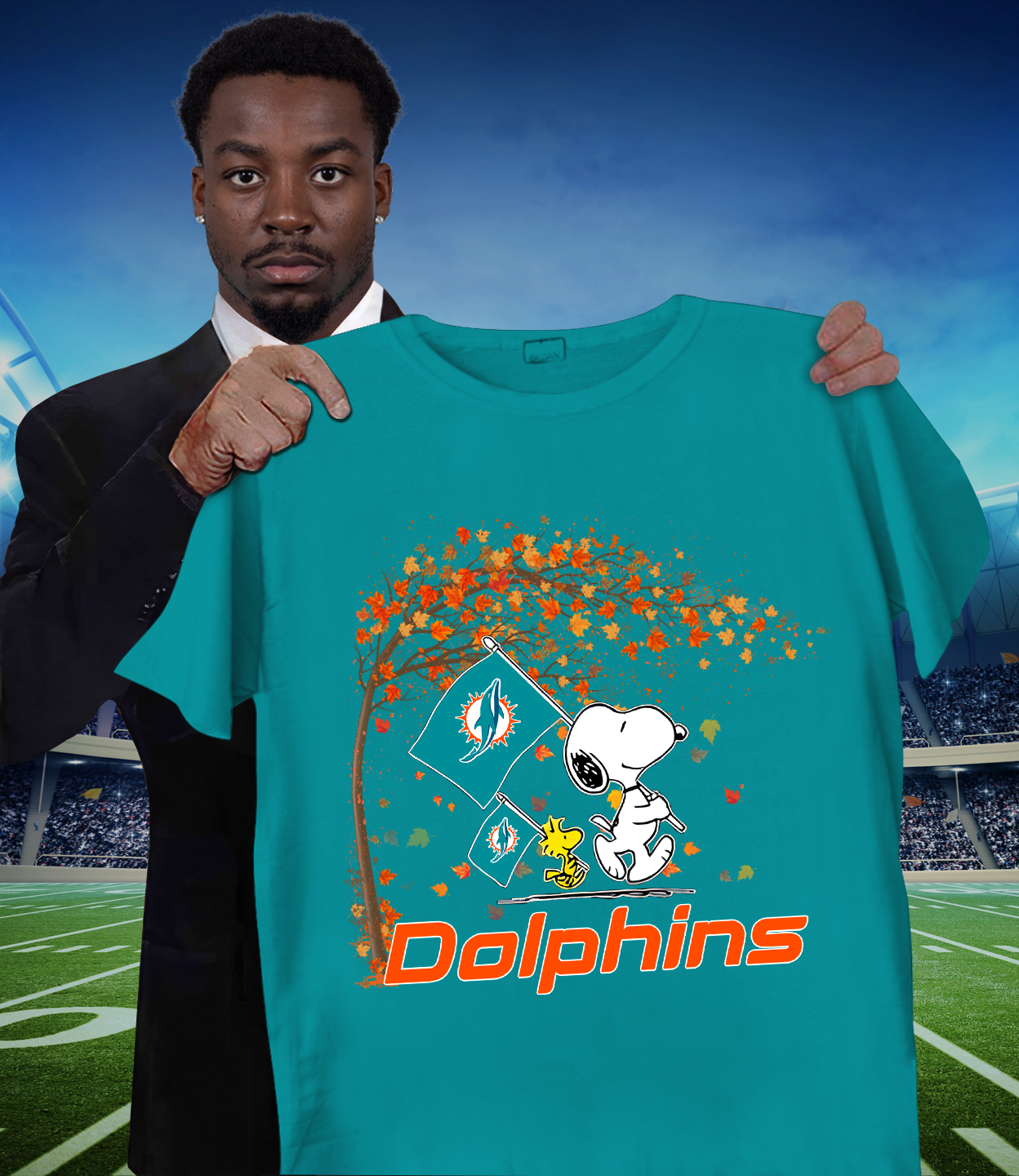 MIA x NFL Snoopy and Woodstock Happy Autumn 2D Shirt DatND ThuongNH