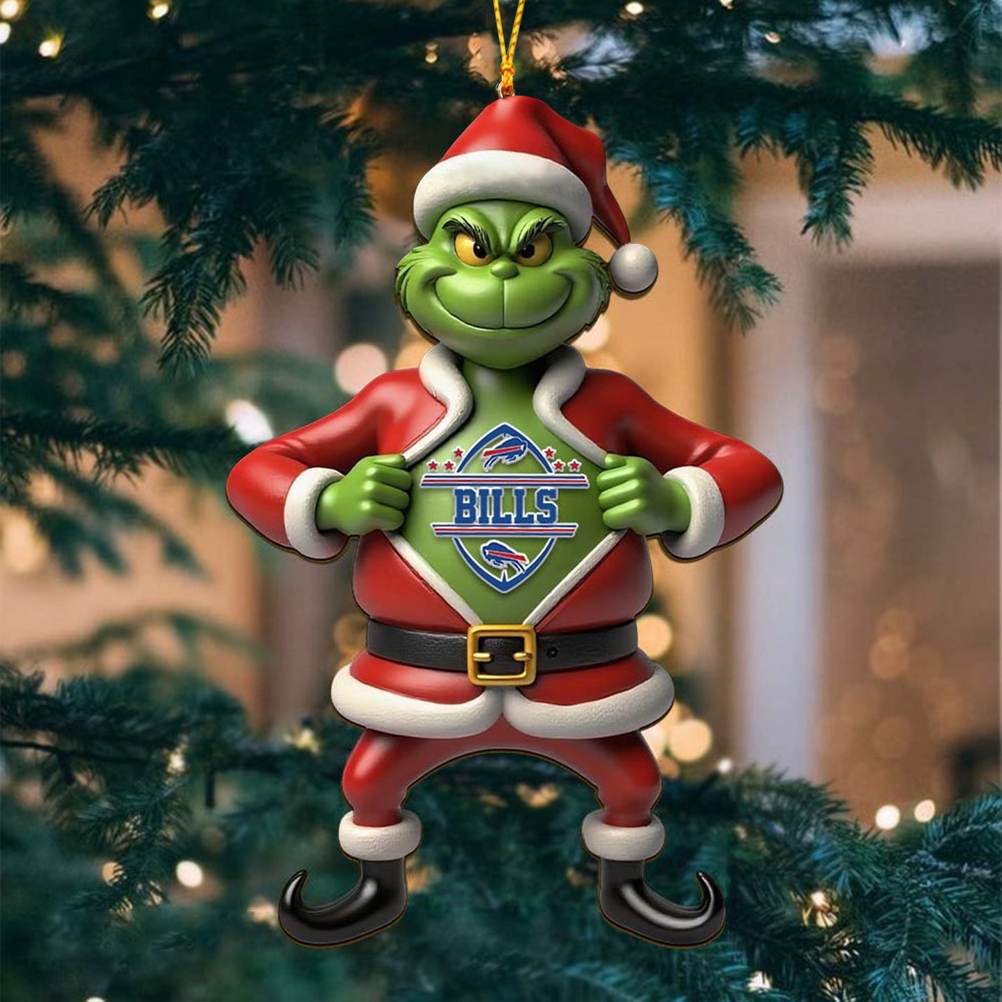 NFL BUF The Grinch x Christmas Acrylic Ornament Gift For Fan NDT NHM