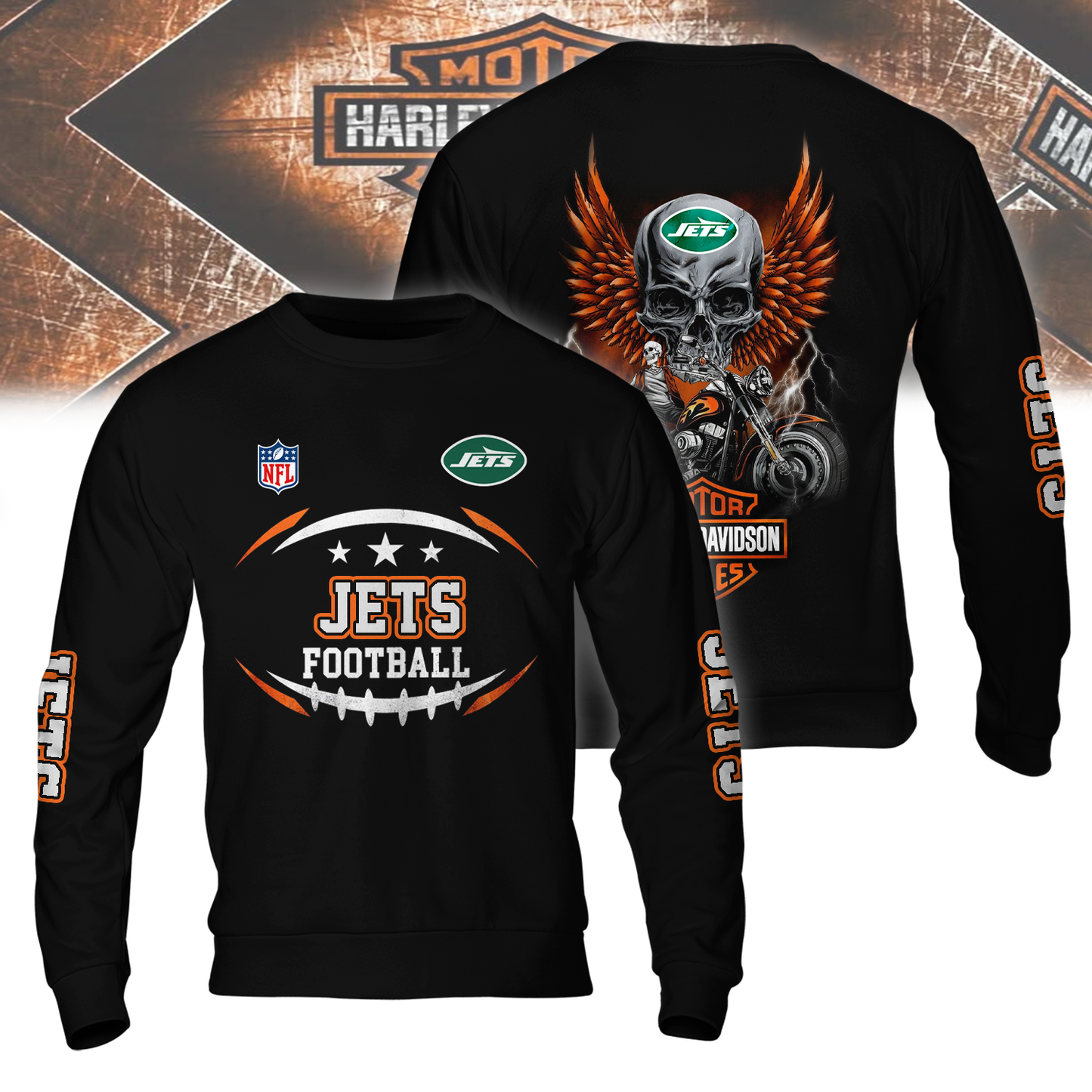 NYJ Premium NFL Motorcycle 3D Shirt DDT CTND
