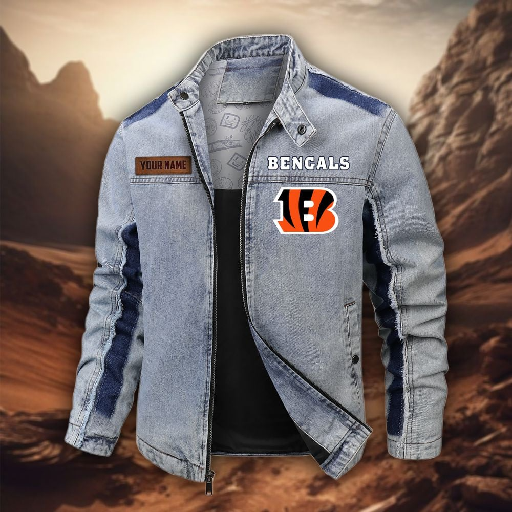 Personalized CIN Premium NFL Street Scar Denim Jacket DDT CTND