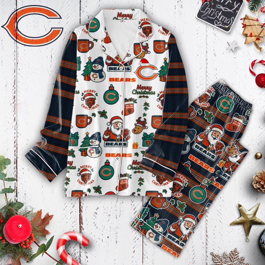 Premium NFL CHI Plaid Button Pajamas Set V1 NMD 291025 TTV
