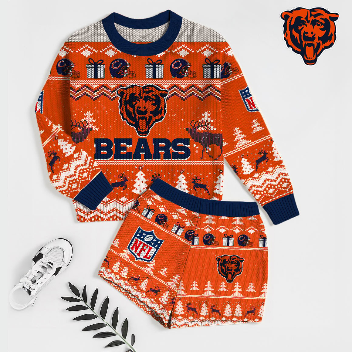 Premium NFL CHIHoliday Sweatshirt & Shorts Set V1 NMD TTV