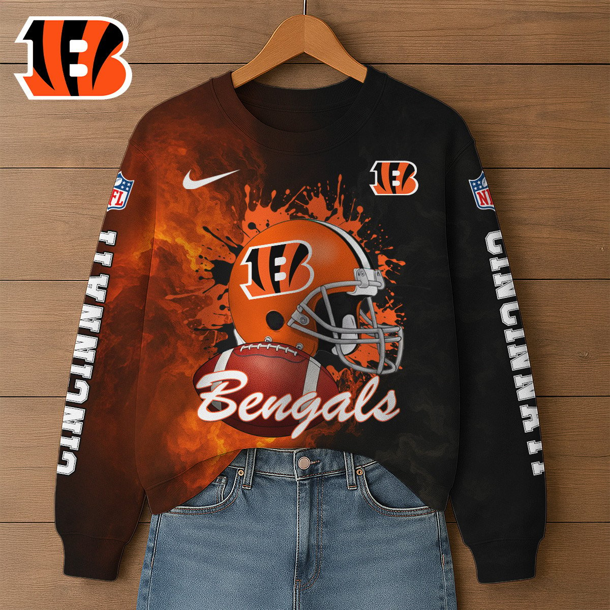 Premium NFL CIN Printed Sweatshirt V1 NMD TTV