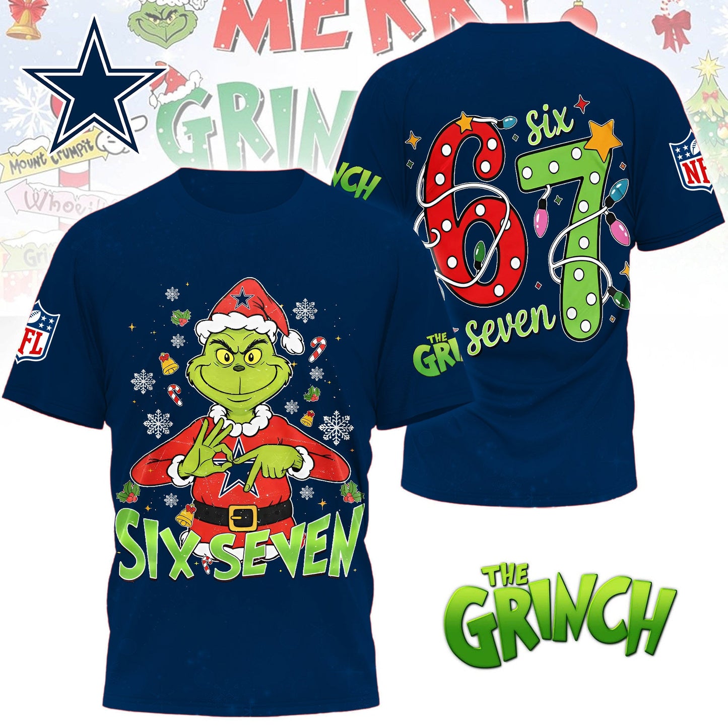 Premium NFL DAL x The Grinch Six Seven T-shirt V14 NMD NHM