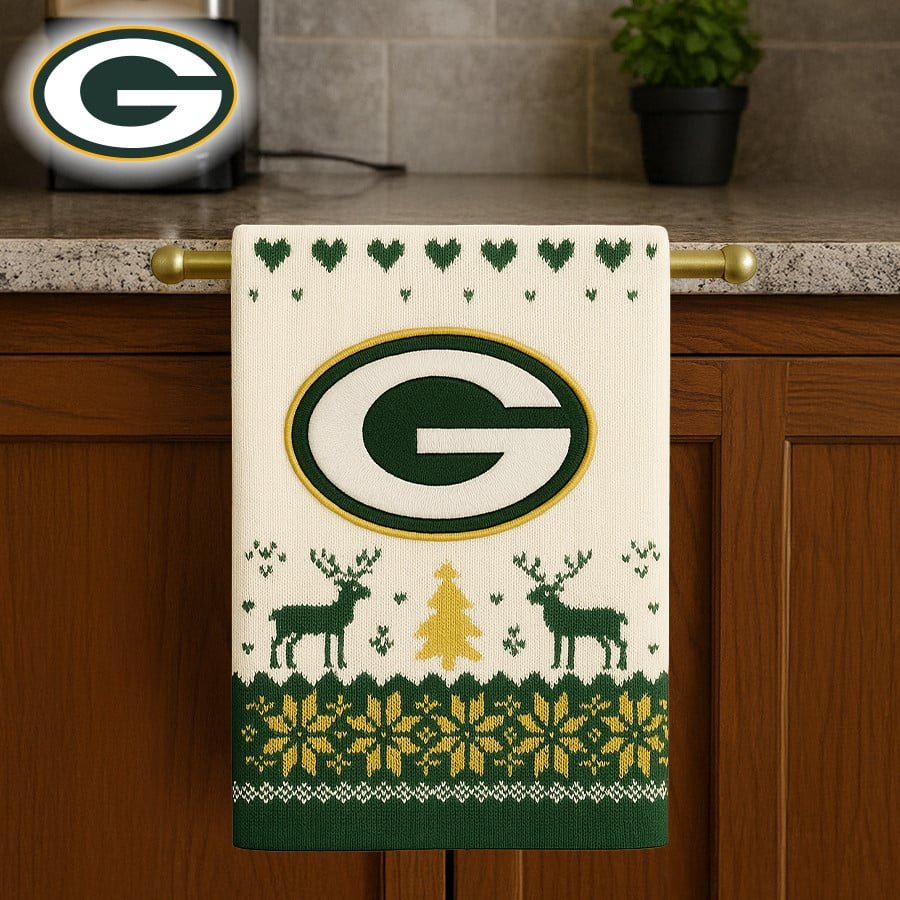 Premium NFL GB Christmas Kitchen Towel V1 NMD TTV