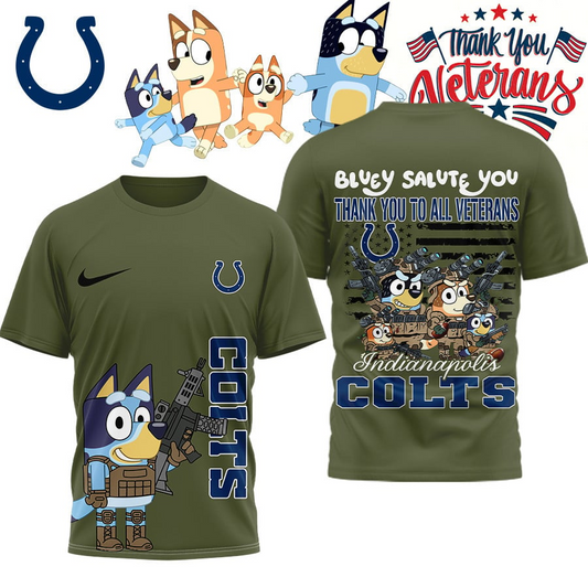 Premium NFL IND Bluey Salute Veterans T-shirt V2 NMD TTV